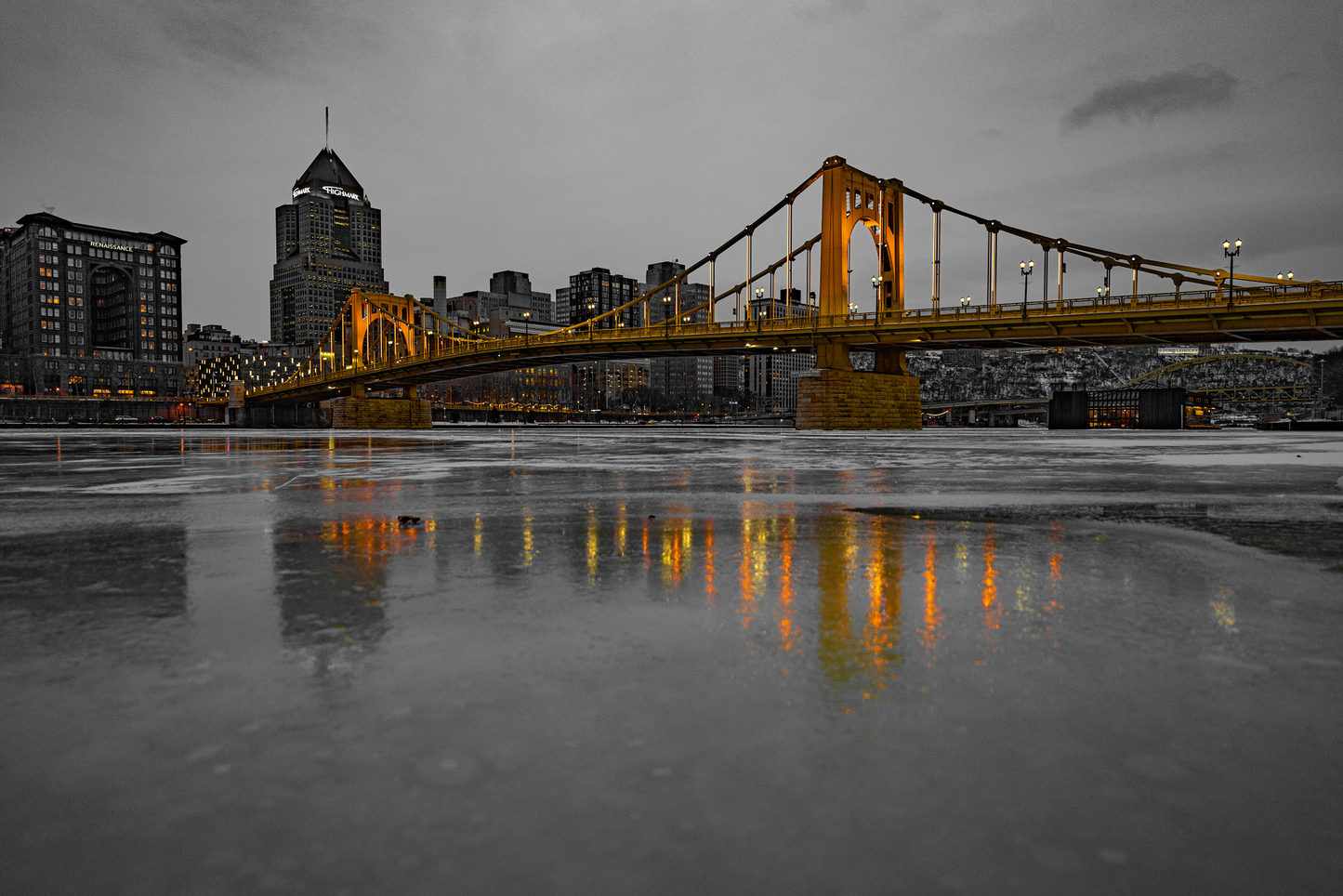 Pittsburgh Winter Breathtaking sunset black and white 11