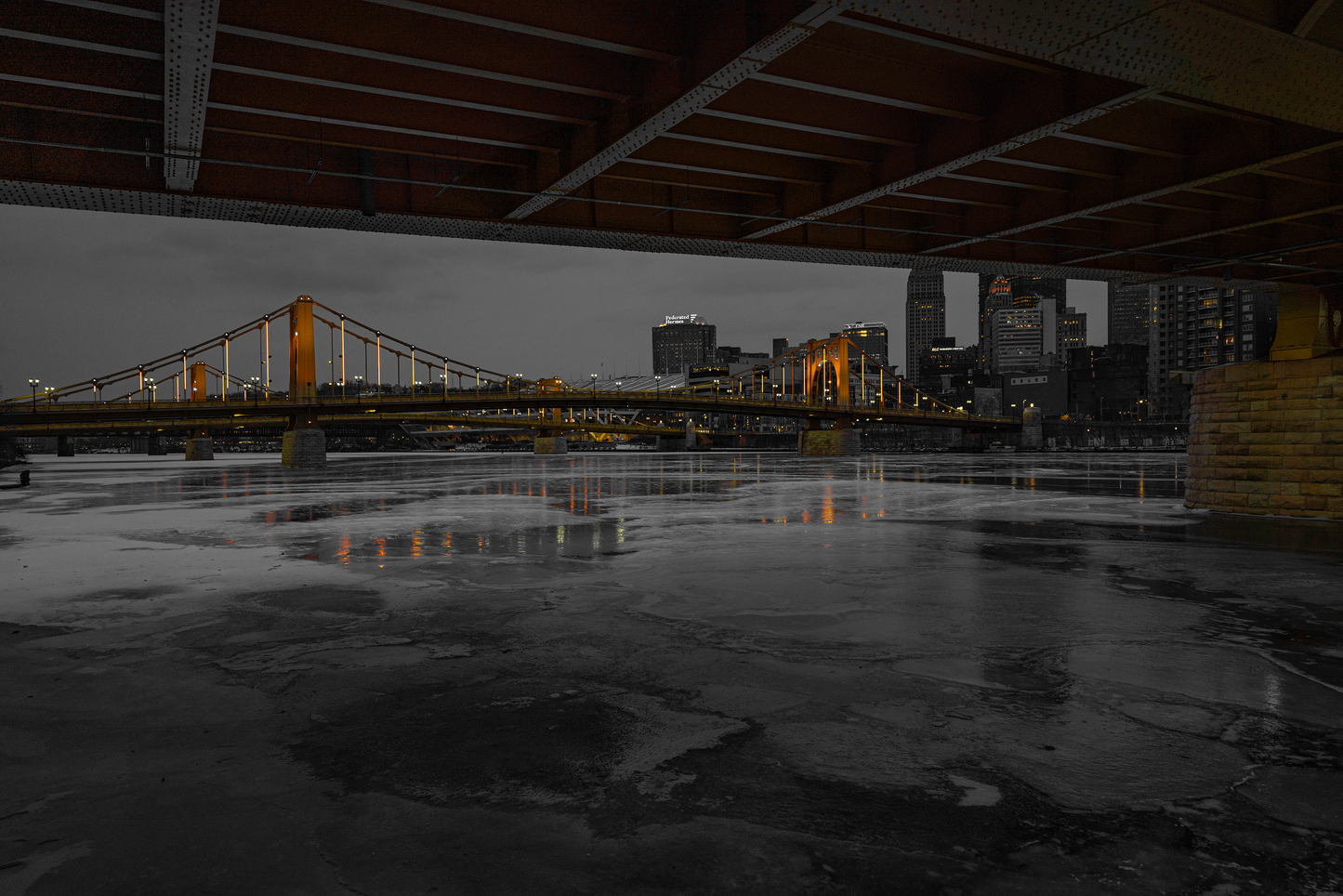 Pittsburgh Winter Breathtaking sunset black and white 12