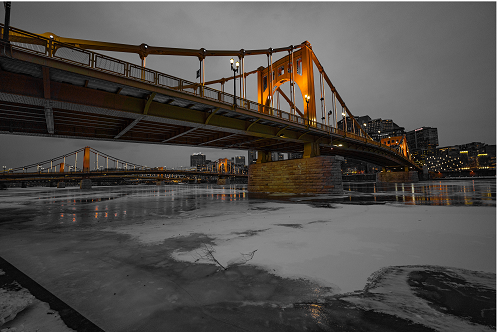 Pittsburgh Winter Breathtaking sunset black and white 10