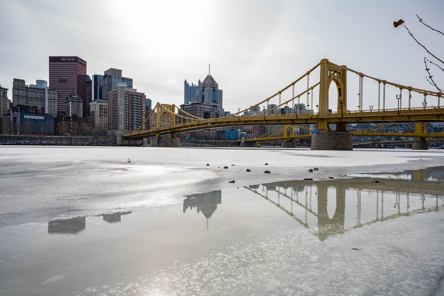 Pittsburgh frozen river 20 Black and White