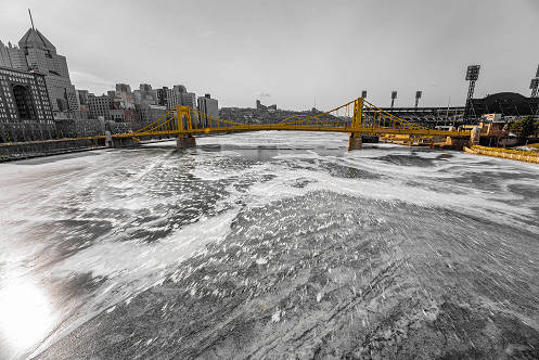 Pittsburgh frozen river 26 Black and White