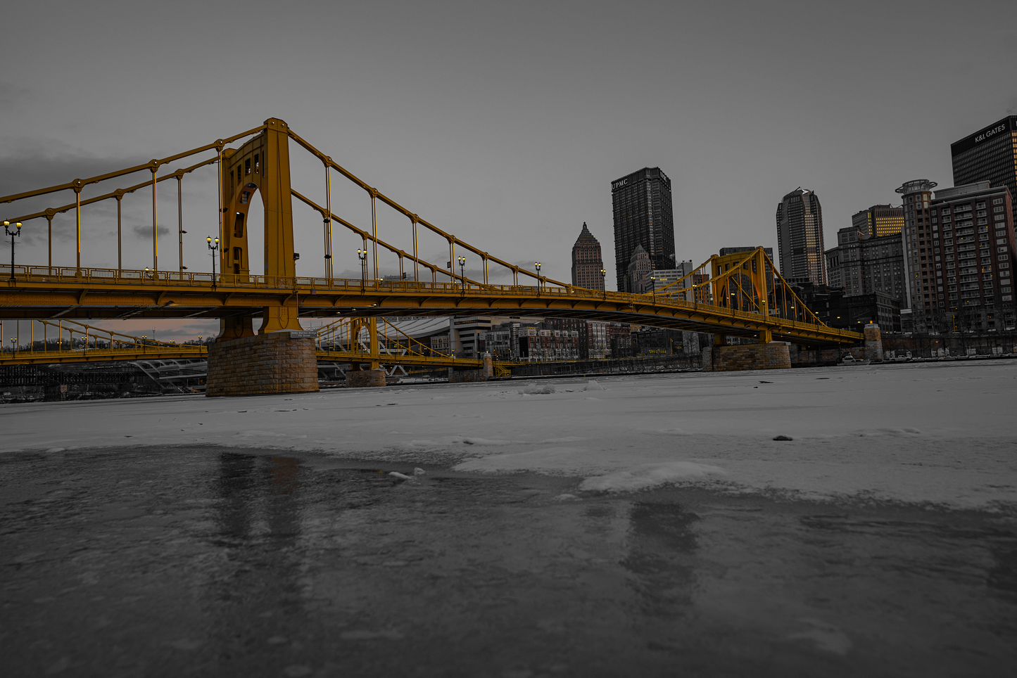 Pittsburgh Winter Breathtaking sunset black and white 05