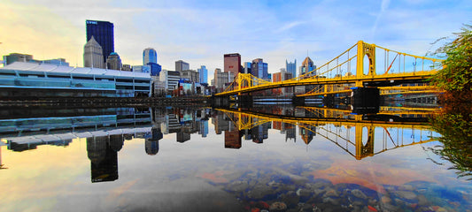 Pittsburgh Bridge Reflection with Riverbed