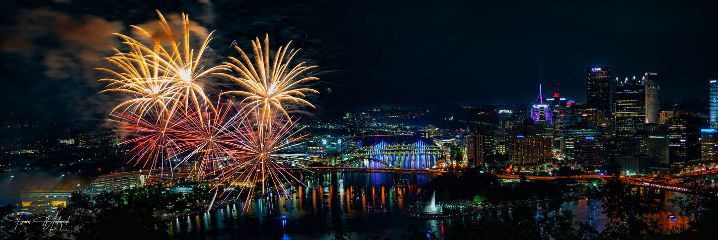 Pittsburgh Panoramic Summer Night of 4th of July 2024