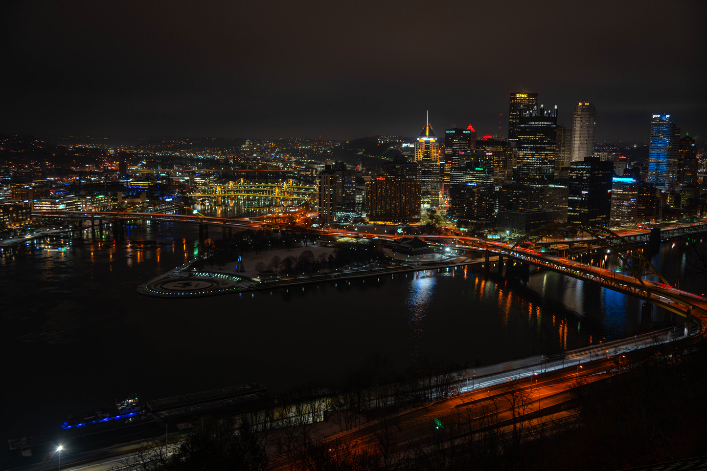 Pittsburgh Winter Night Shot River