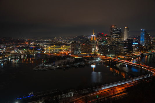 Pittsburgh Winter Night Shot Bridge 02