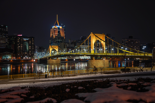 Pittsburgh Winter Night Shot Bridge 03