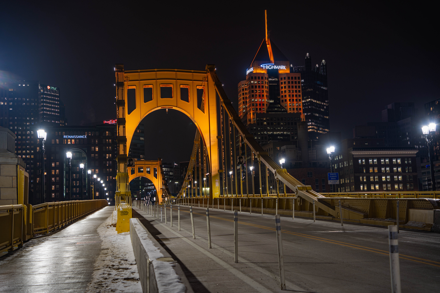 Pittsburgh Winter Night Shot Bridge 05