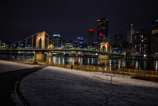 Pittsburgh Winter Night Shot Bridge 06